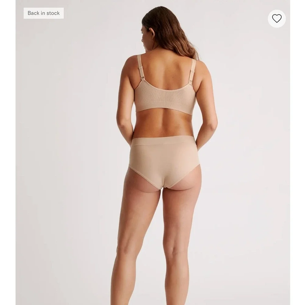 Quince Seamless Crossover Nursing & Lounge Bra (2-pack) Bralette M Beige ribbed